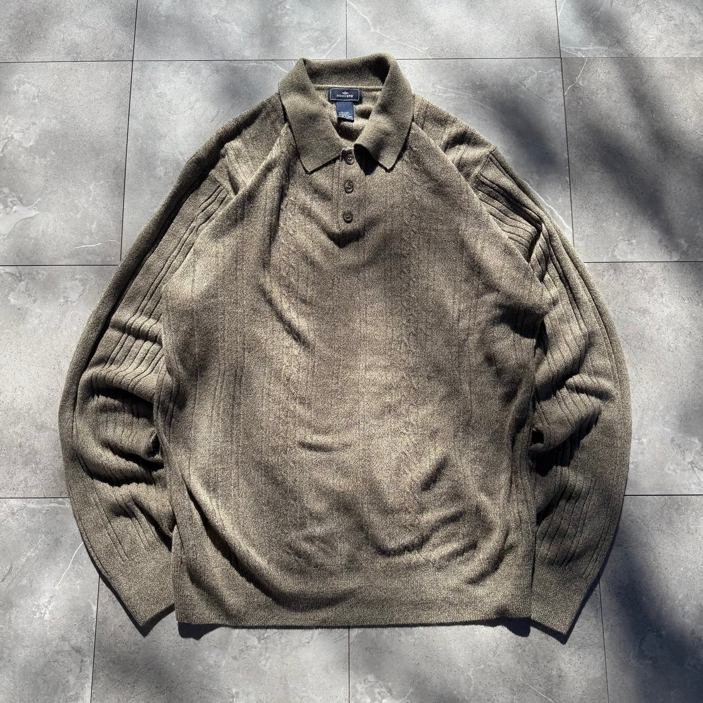 00s Dockers Beige Knit Polo KiiChain Clothing