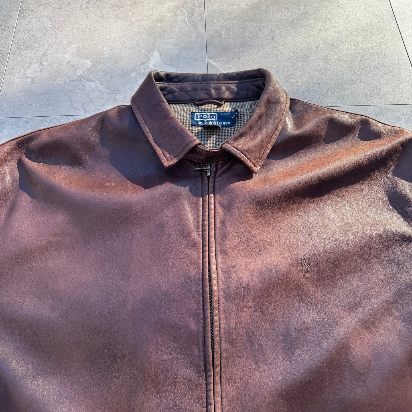 90s-00s Polo by Ralph Lauren Brown Leather Jacket KiiChain Clothing