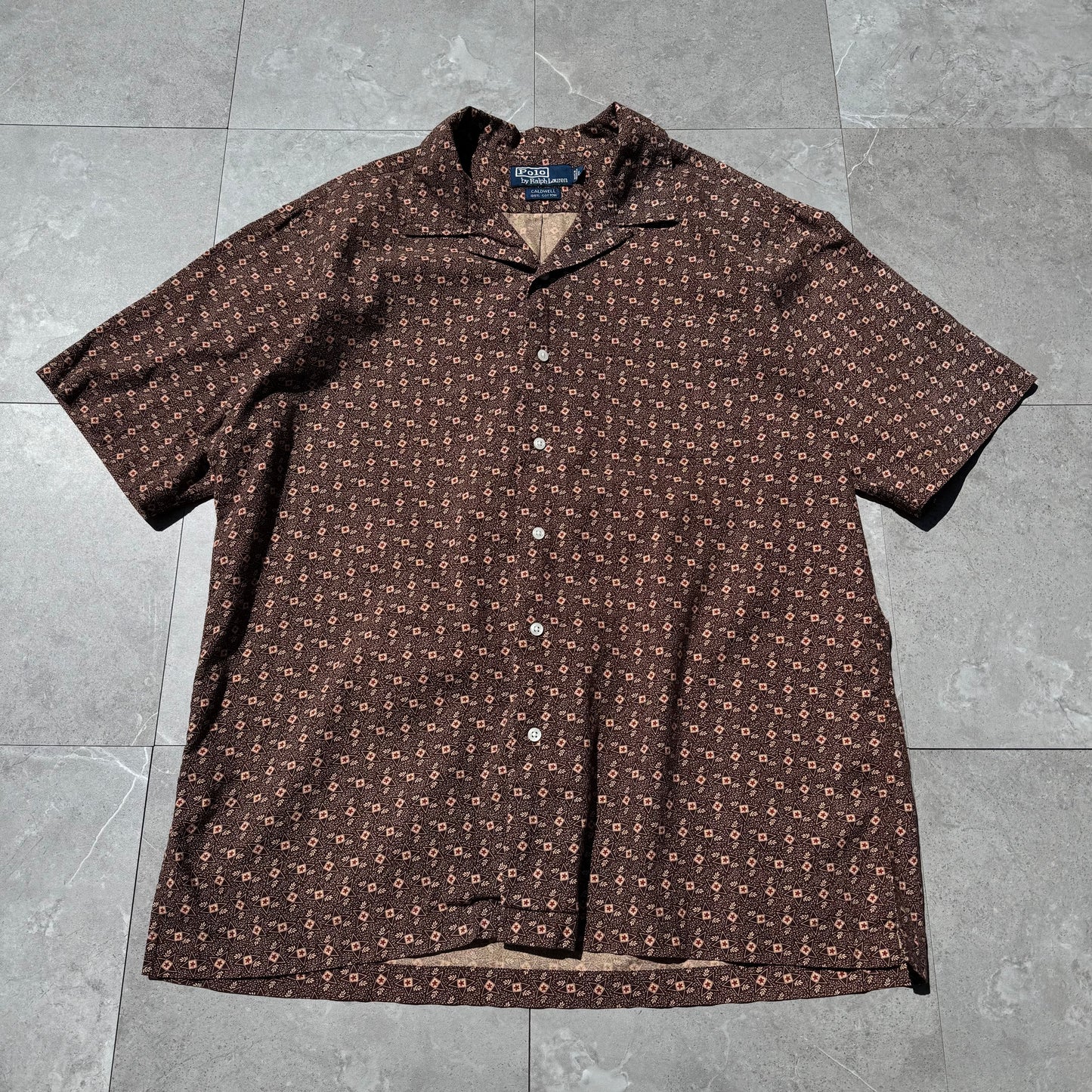 90s-00s Ralph Lauren Caldwell Brown Open Collar Shirt KiiChain Clothing