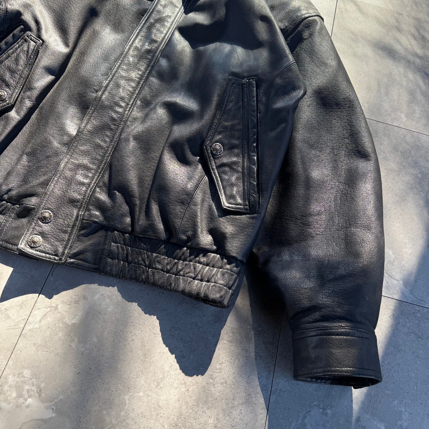 90s-00s St. John's Bay Black Leather Jacket KiiChain Clothing