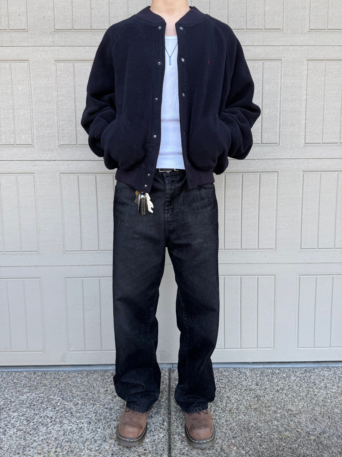 90s Polo by Ralph Lauren Snap Fleece Bomber Jacket