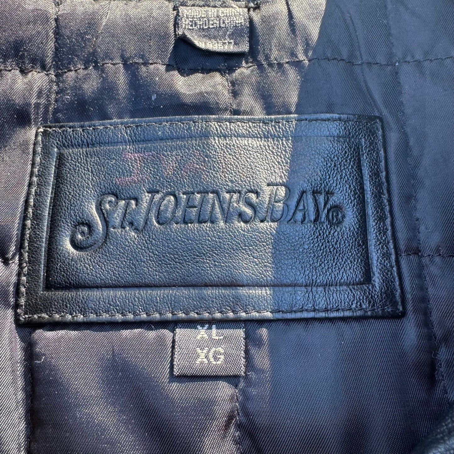 90s-00s St. John's Bay Black Leather Jacket KiiChain Clothing