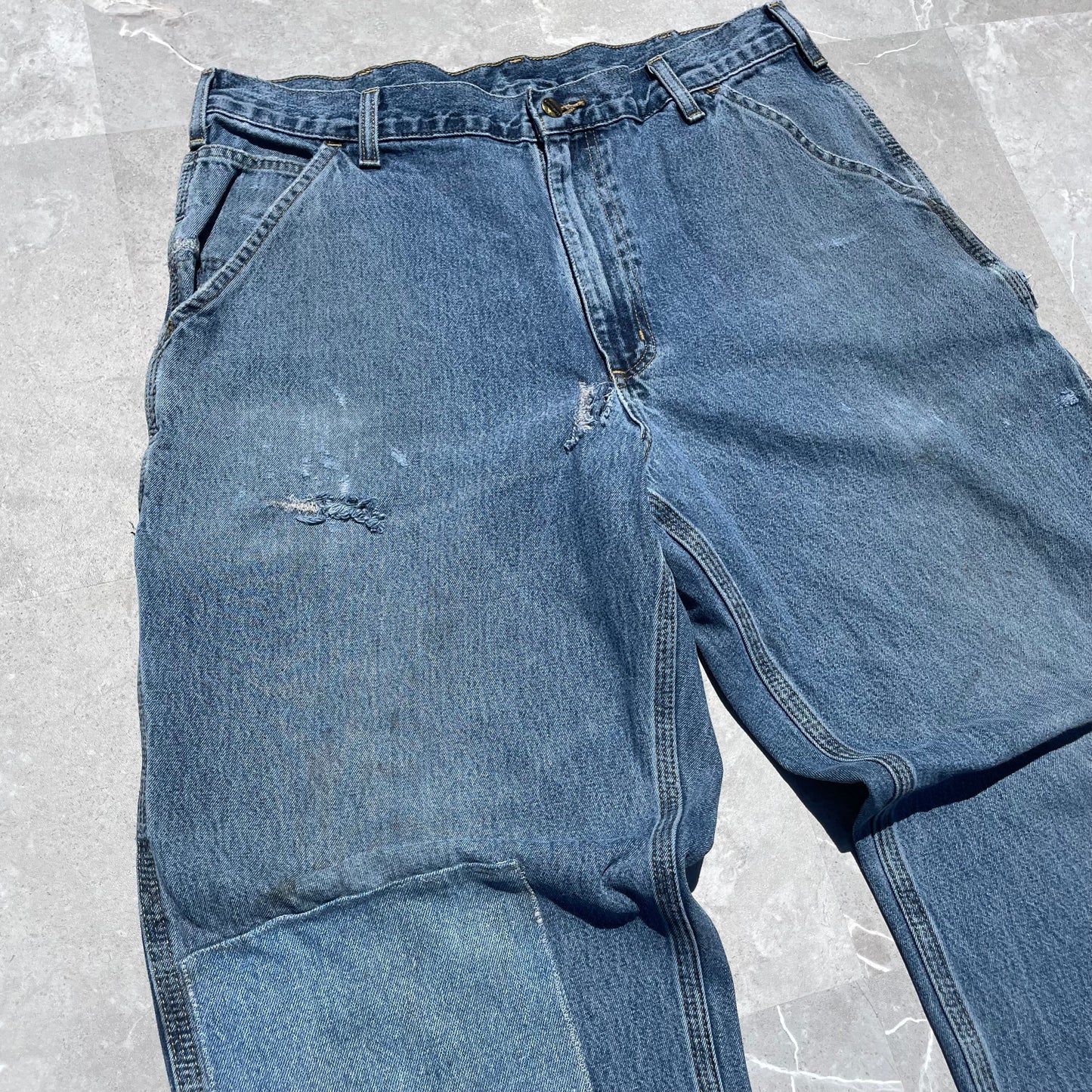 90s Carhartt Repaired Double-Knee Denim Work Pants 36x30 KiiChain Clothing