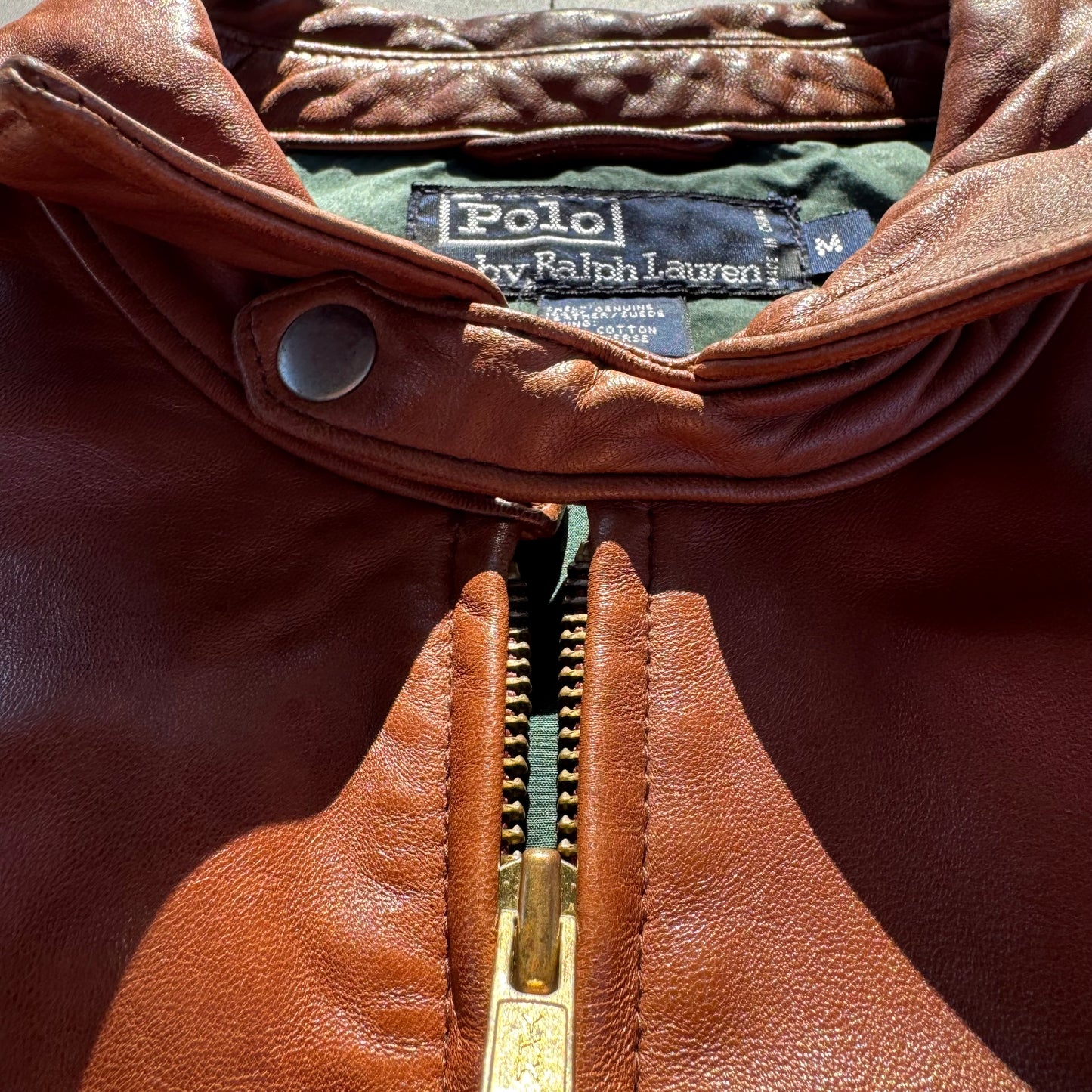 90s Polo by Ralph Lauren Light Brown Rare “No Pony” Leather Jacket