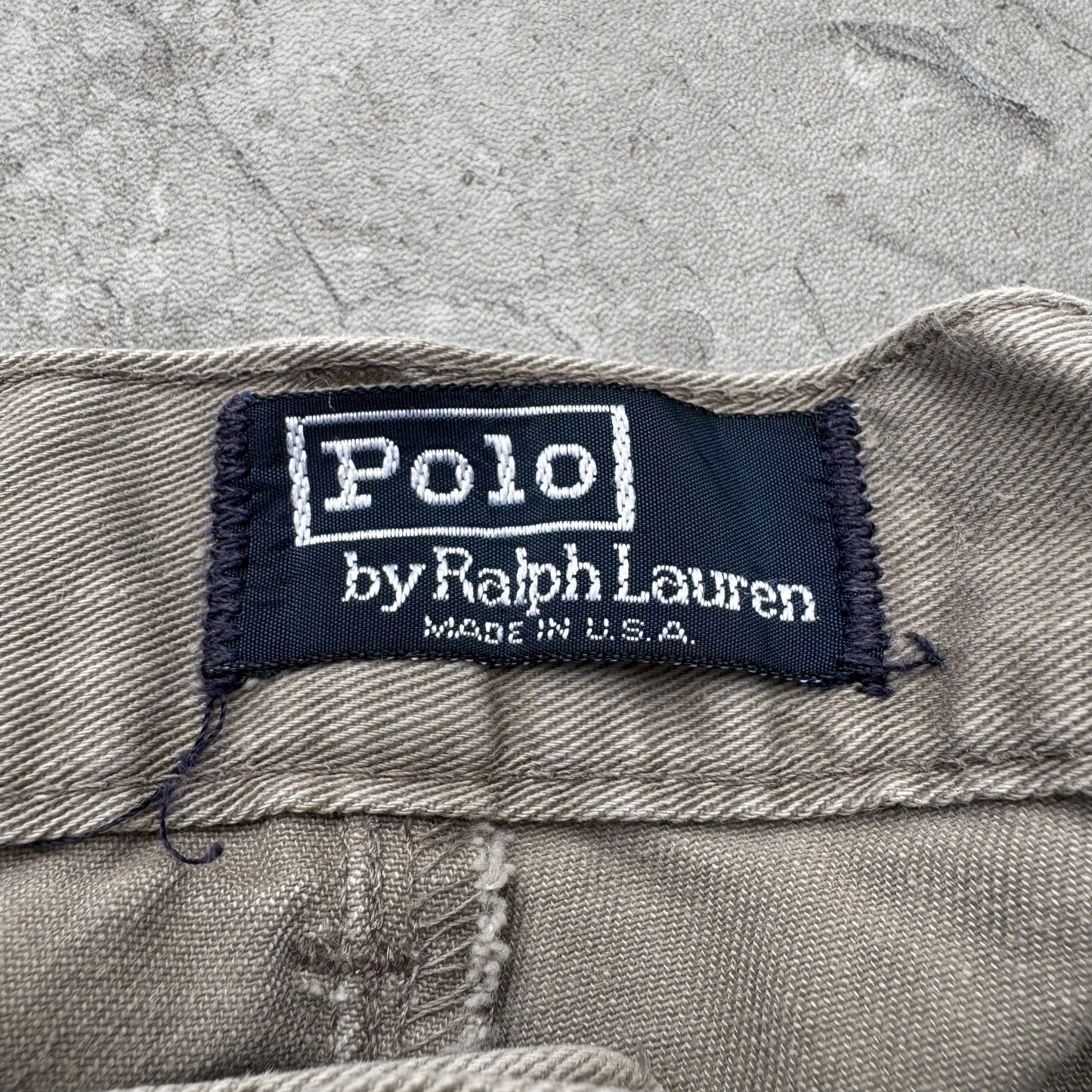 80s-90s Polo by Ralph Lauren Made in USA Faded Gray Pleated Chino Pants 35x32 KiiChain Clothing
