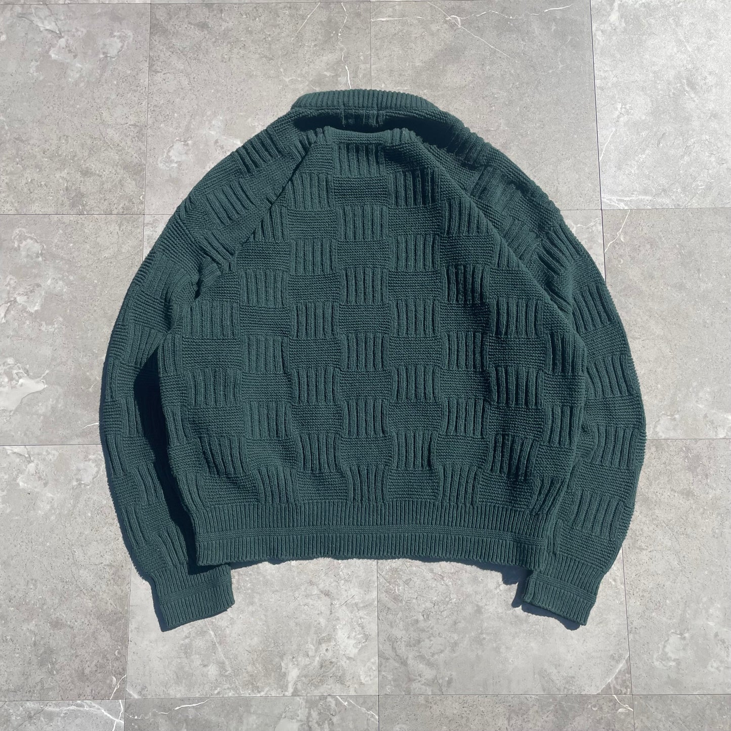 90s-00s Van Heusen Made in USA Green Textured Knit KiiChain Clothing