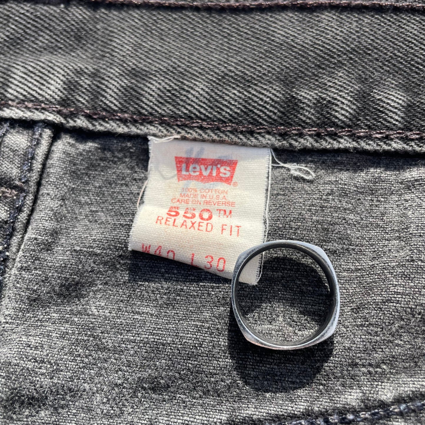 90s Levi's 550 Made in USA Black Denim 40x30 KiiChain Clothing