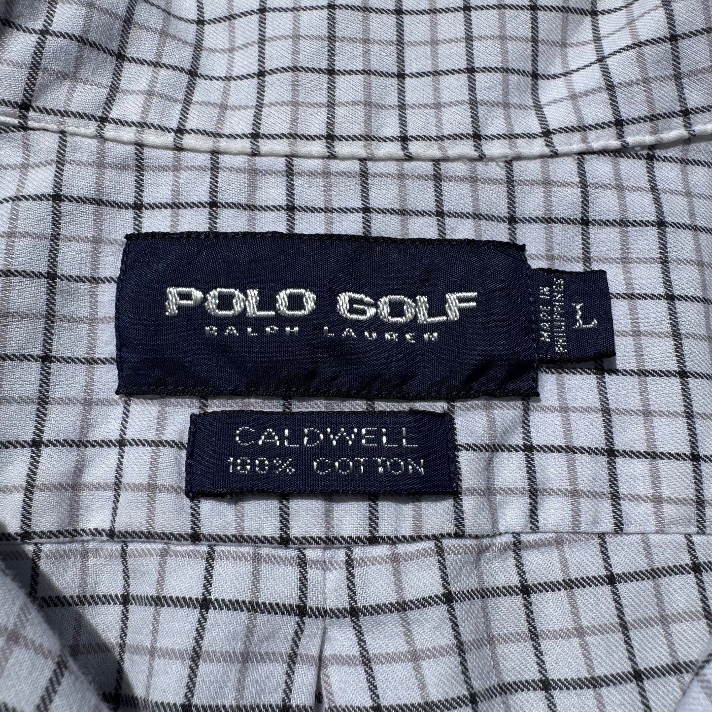 90s-00s Polo Golf Caldwell Cropped Raw Hem White Checkered Shirt KiiChain Clothing