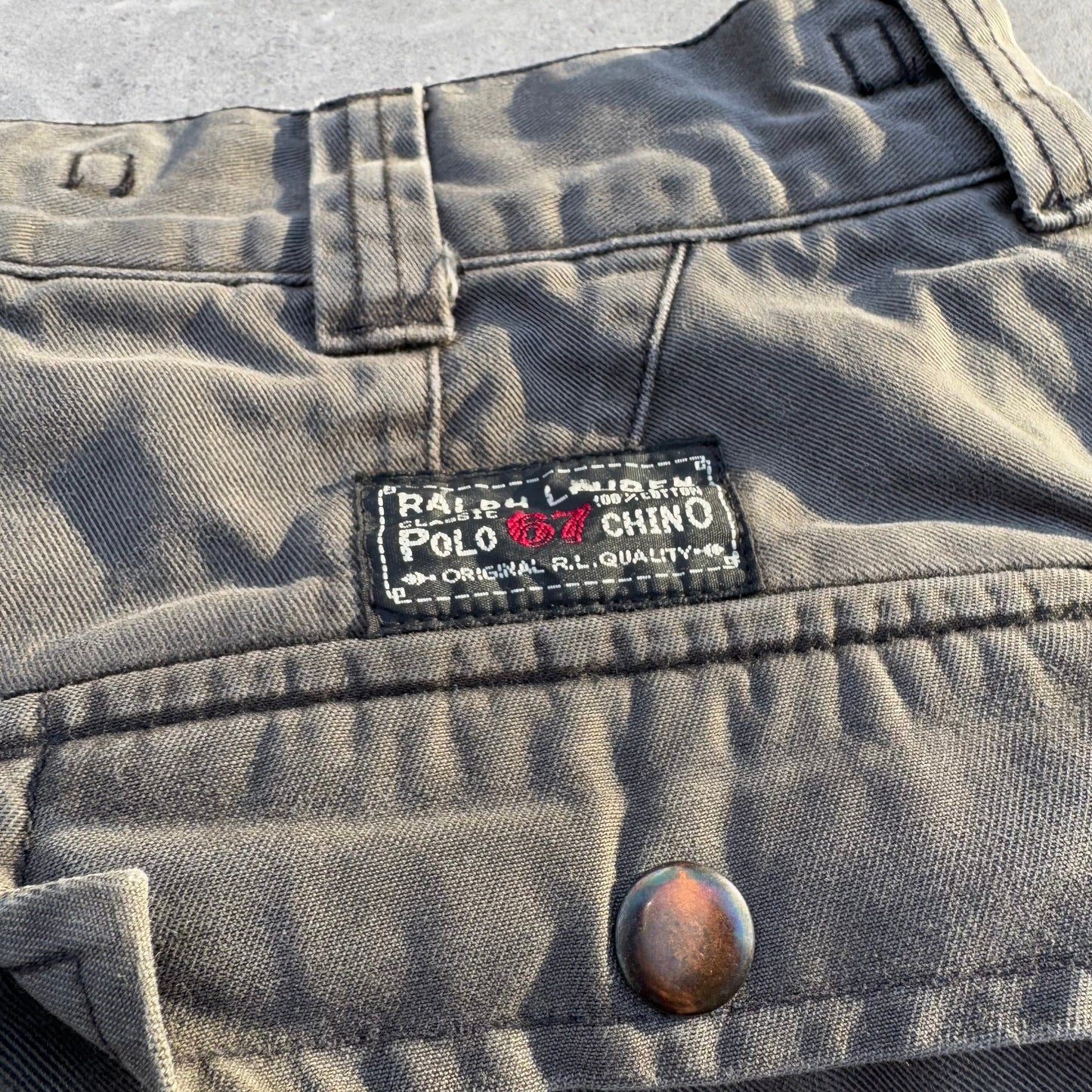 90s-00s Polo by Ralph Lauren Polo Chino Dark Gray Military Cargo Pants 32x30 KiiChain Clothing