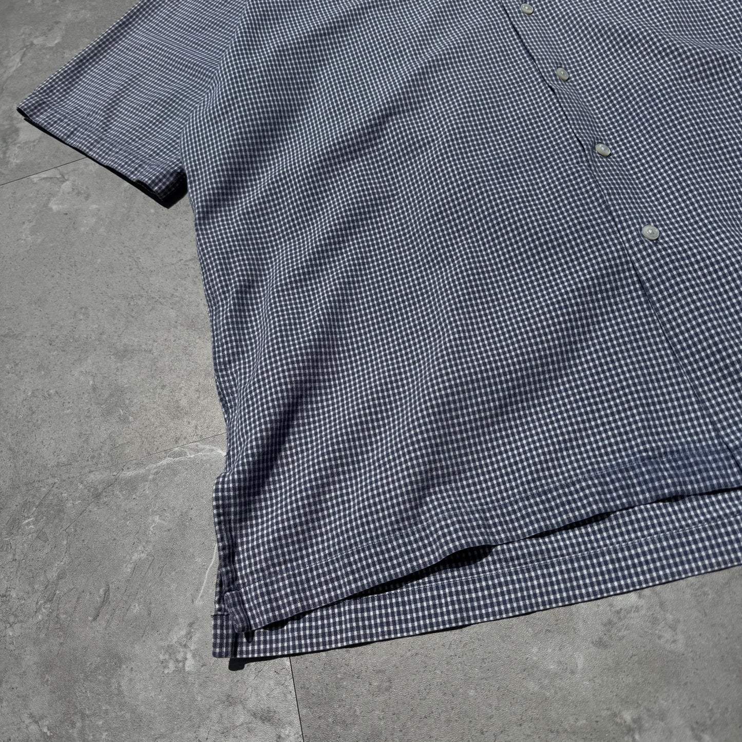 90s-00s Ralph Lauren Adams Cotton Blue Checkered Open Collar Shirt KiiChain Clothing