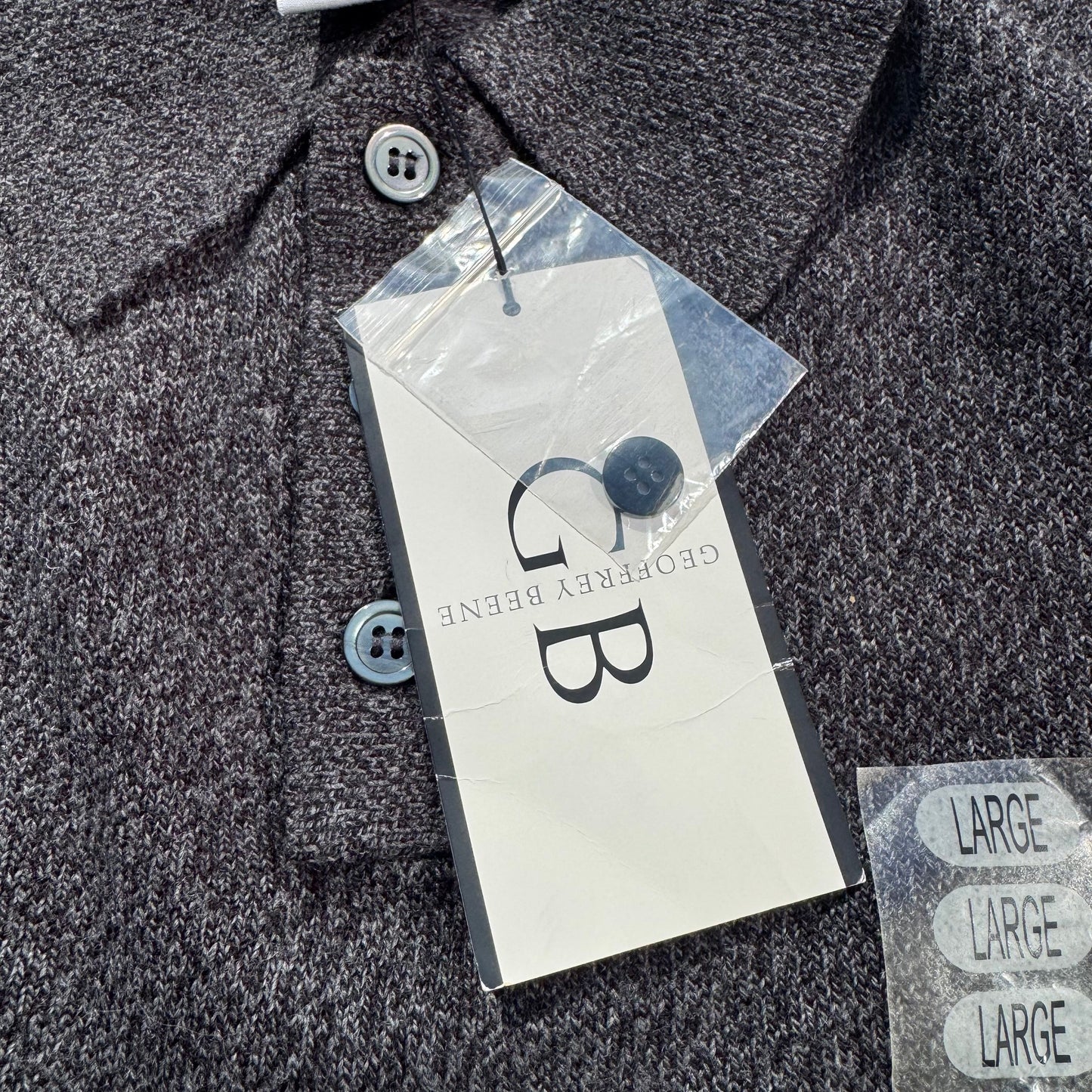 90s-00s Geoffrey Beene Dead-Stock Dark Gray Knit Polo KiiChain Clothing