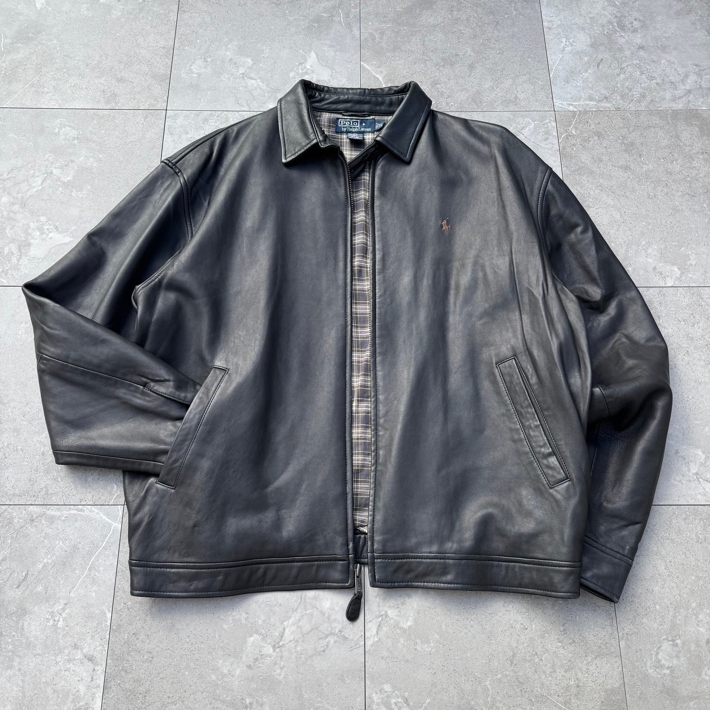Ralph Lauren Black Leather Jacket KiiChain Clothing