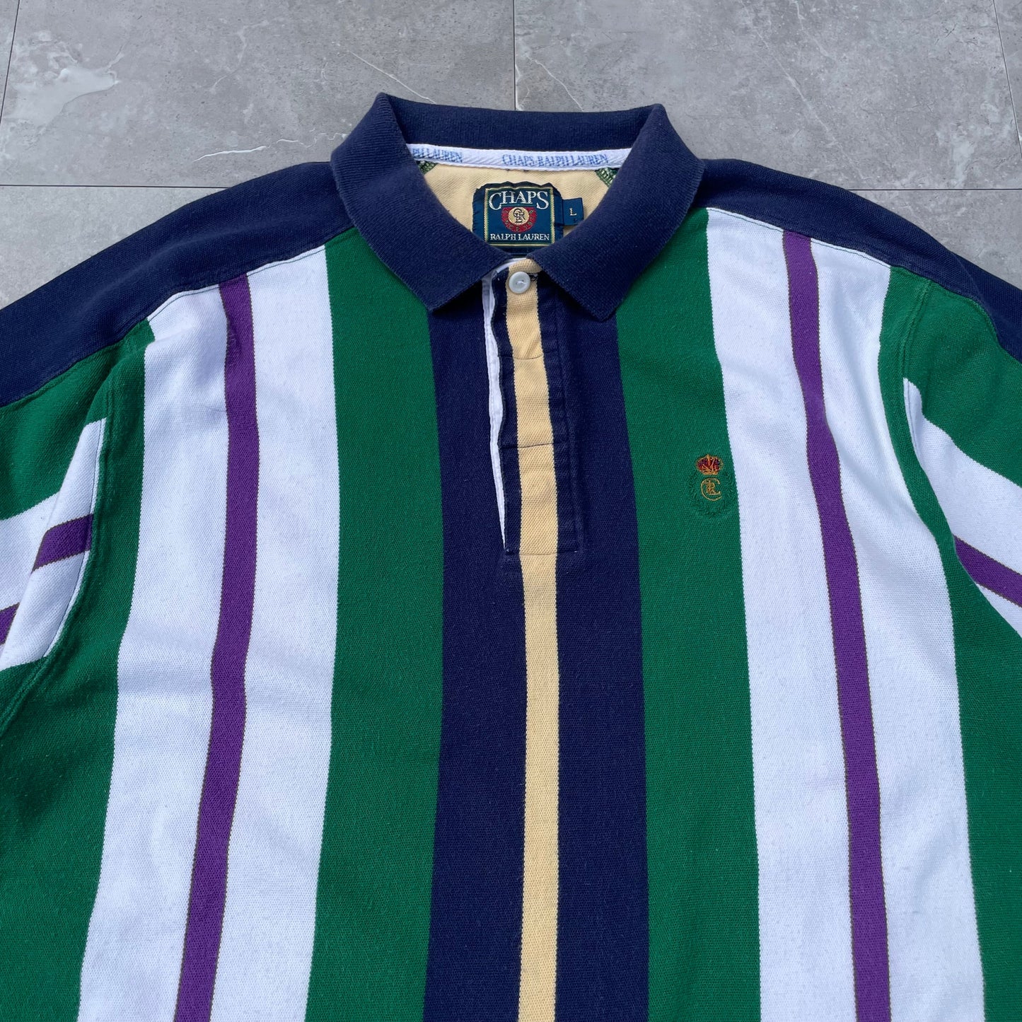80s Chaps Ralph Lauren Striped Polo Shirt KiiChain Clothing