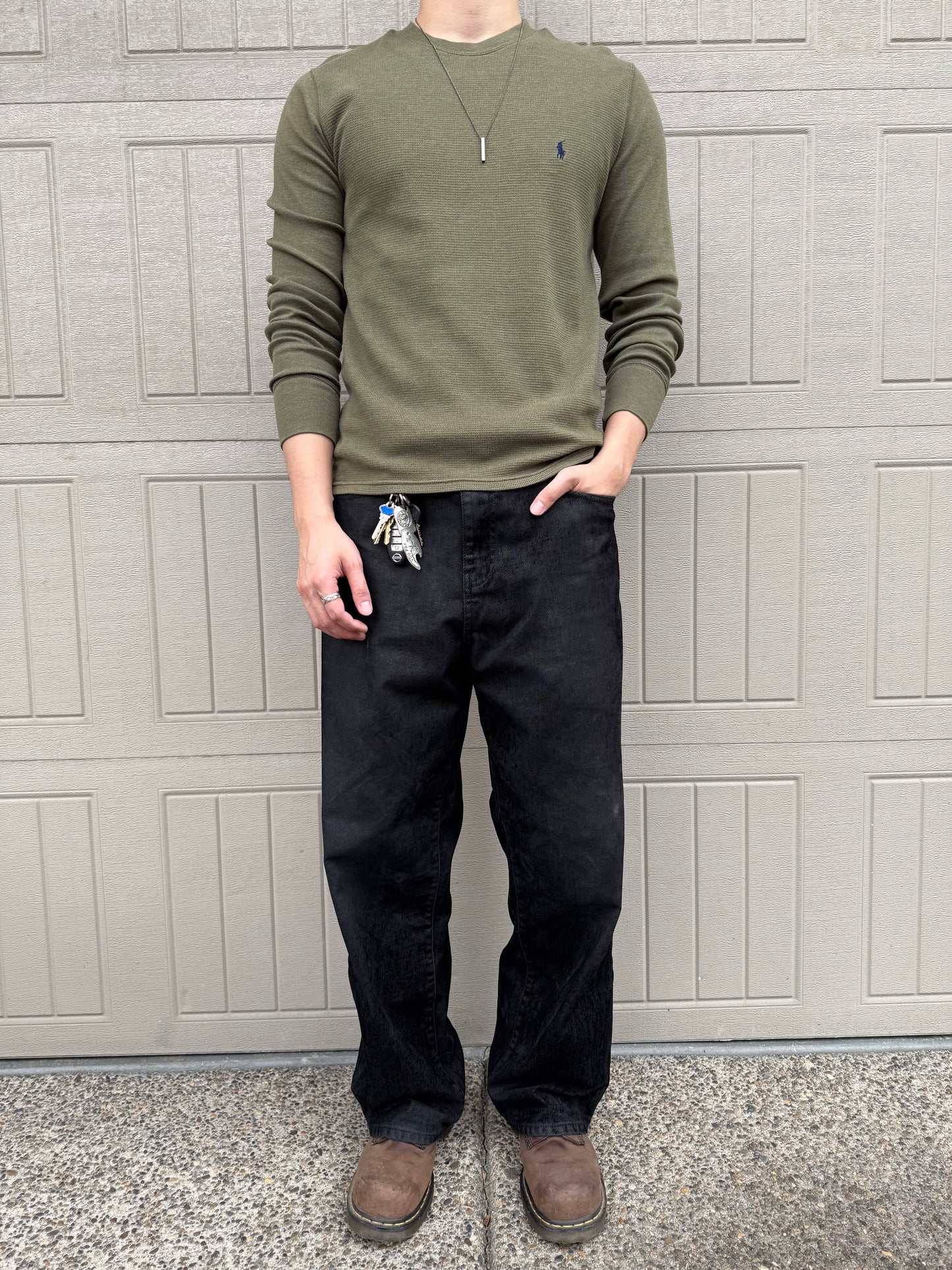 00s~ Polo Ralph Lauren Olive Green Long Sleeve Thermal