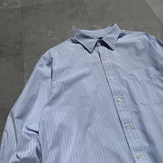 90s Ralph Lauren “Andrew” No-Pony Blue Striped Shirt KiiChain Clothing