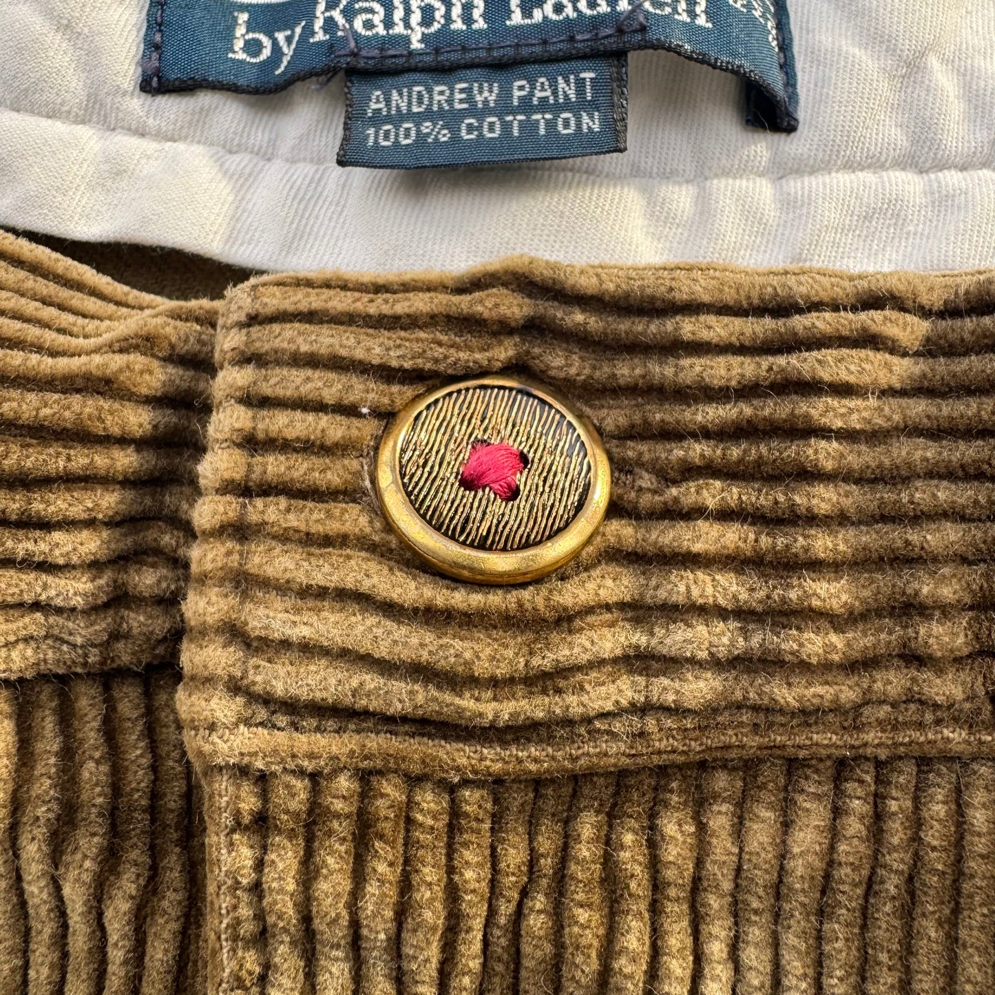 90s-00s Polo by Ralph Lauren Brown Corduroy Andrew Pants 38x30