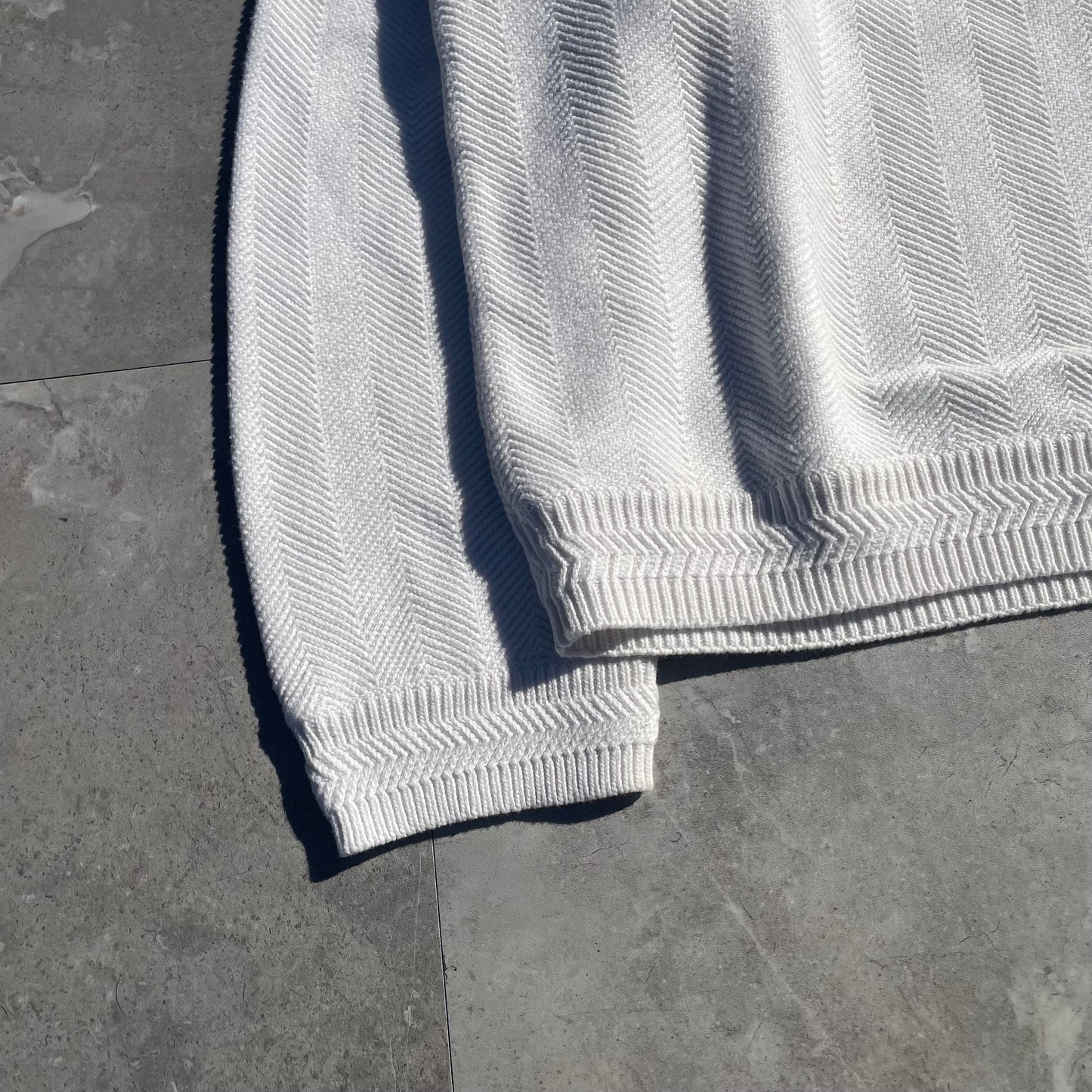 90s Chaps Ralph Lauren Hand Framed Heavyweight White Textured Knit KiiChain Clothing
