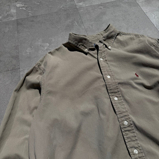 90s Ralph Lauren Beige Heavyweight Button Down Shirt KiiChain Clothing