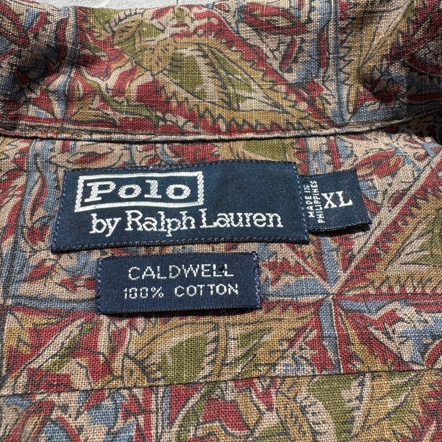90s-00s Ralph Lauren Caldwell Bird Graphic Paisley Cotton Short Sleeve Shirt KiiChain Clothing