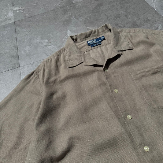 90s-00s Ralph Lauren Clayton Linen x Cotton No Pony Open Collar Shirt KiiChain Clothing