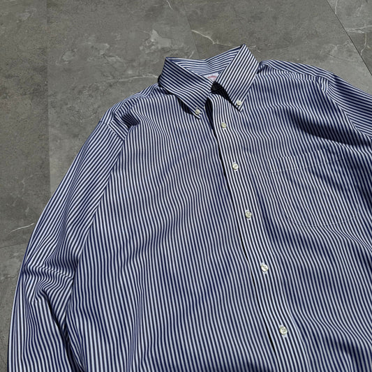 00s Brooks Brothers Blue Non-Iron Striped Button Down Shirt KiiChain Clothing
