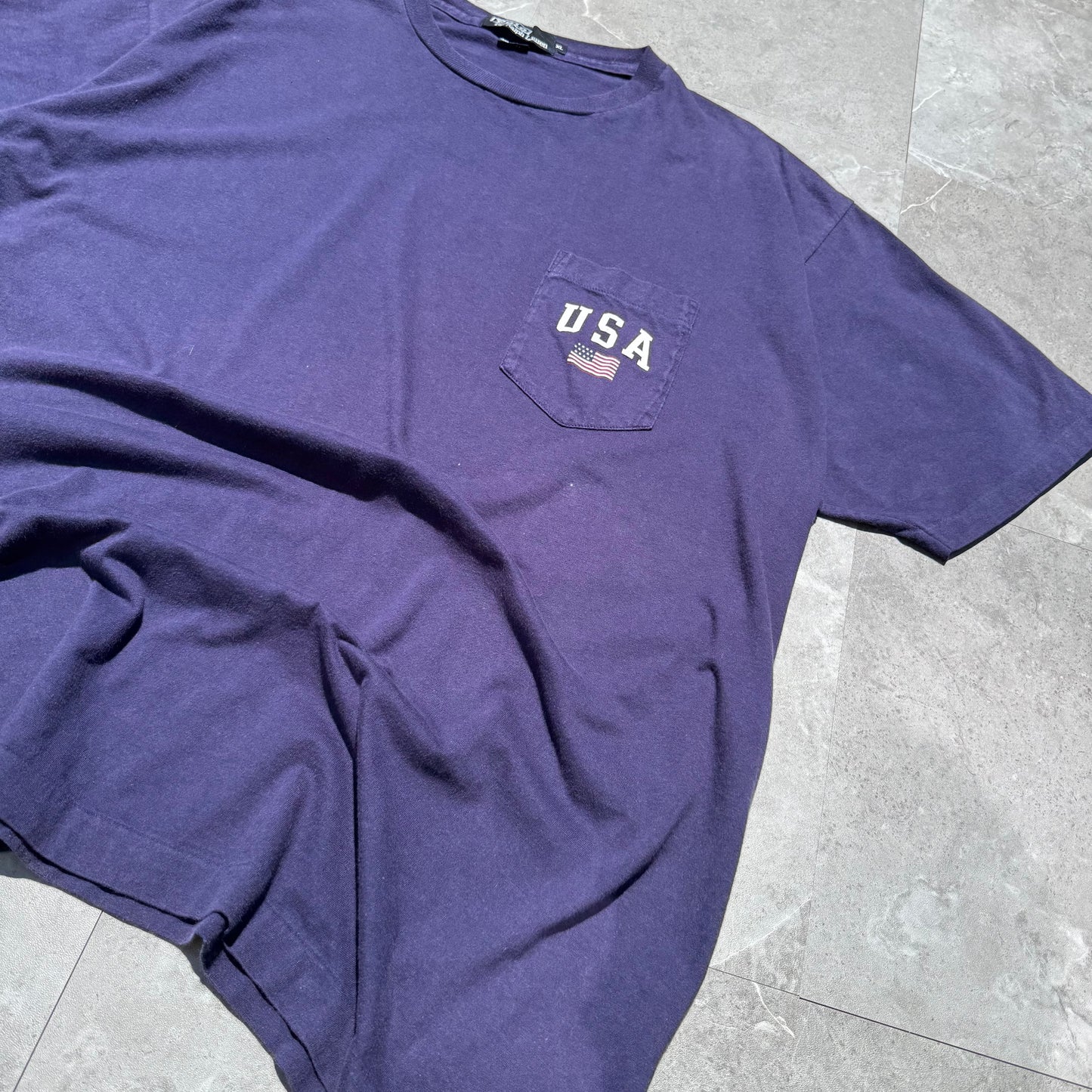 80s-90s Ralph Lauren Navy/Purple Made in USA Pocket Tee KiiChain Clothing