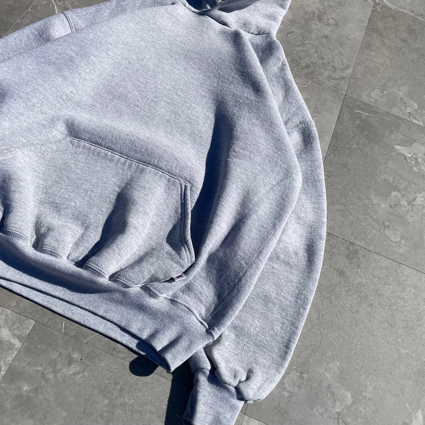 90s Russell Athletic Made in USA Blank Gray Hoodie KiiChain Clothing