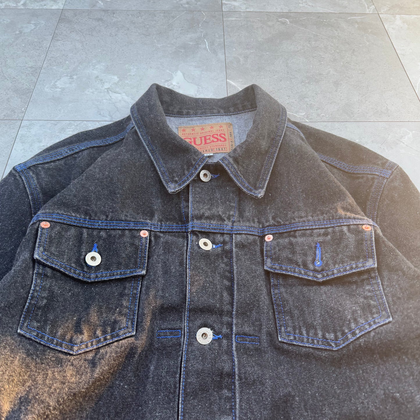 90s Guess Made in USA Black Denim Jacket KiiChain Clothing