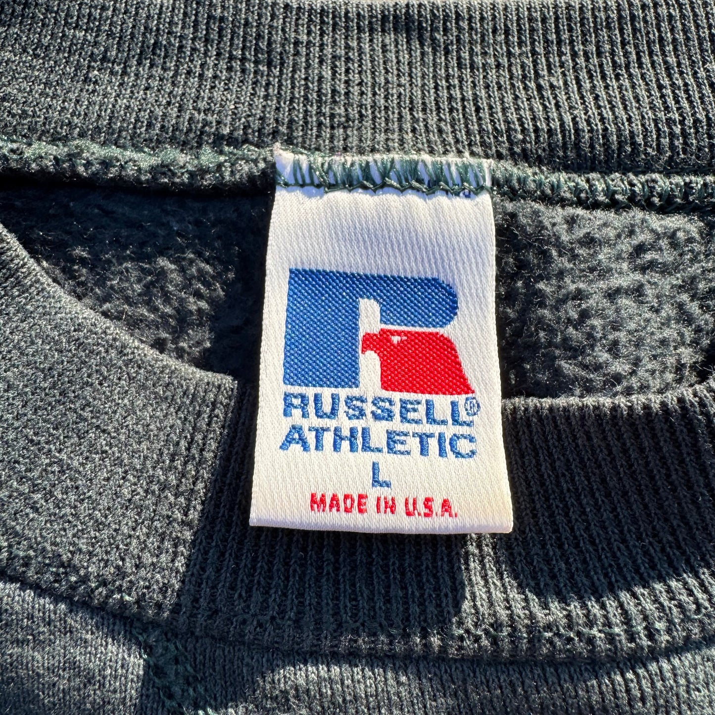 90s Russell Athletic Made in USA Grey/Green Blank Sweatshirt KiiChain Clothing