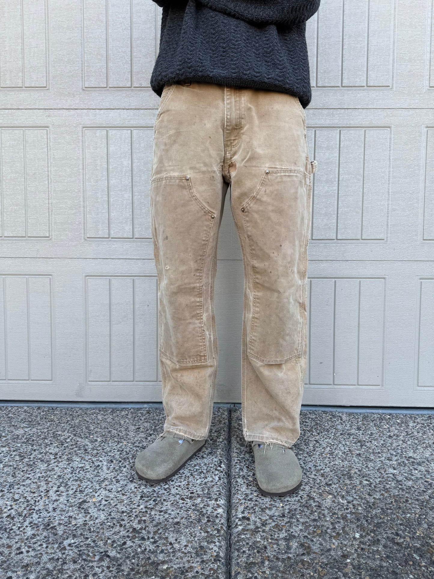 90s Carhartt Made in USA Beige Double Knee Work Pants 34x30 KiiChain Clothing