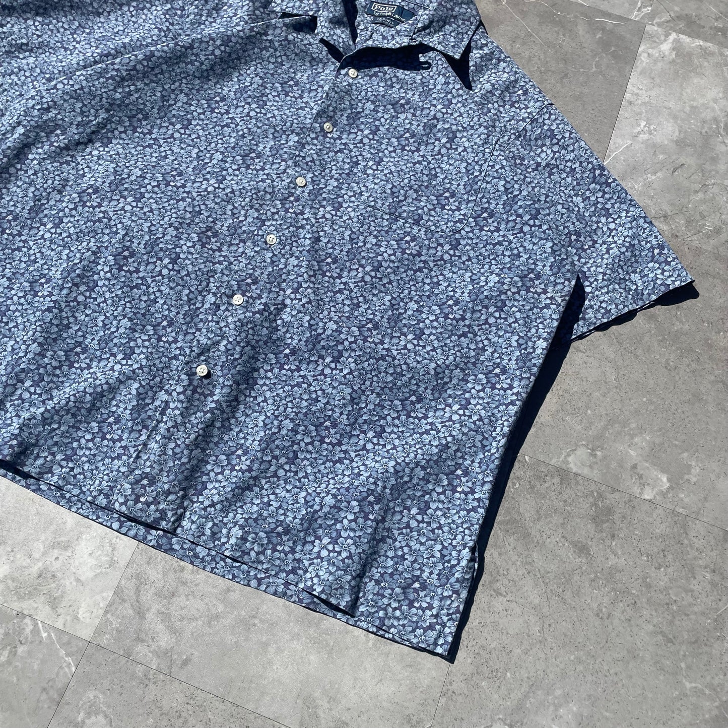 90s Ralph Lauren Caldwell Blue Floral Hawaiian Shirt