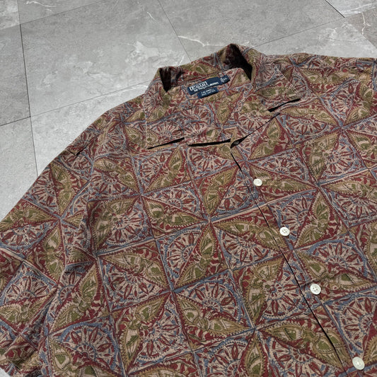 90s-00s Ralph Lauren Caldwell Bird Graphic Paisley Cotton Short Sleeve Shirt KiiChain Clothing