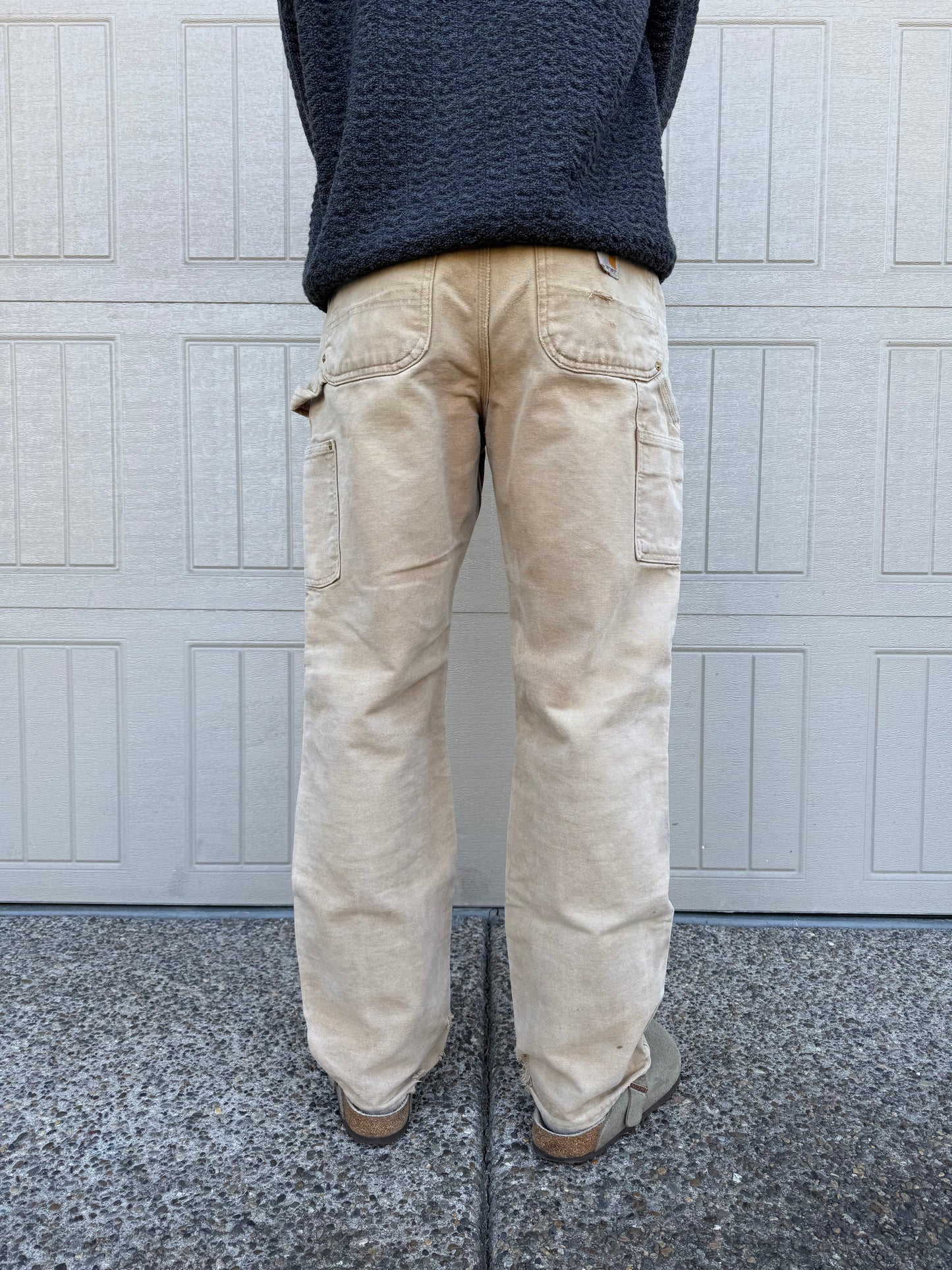90s Carhartt Made in USA Beige Double Knee Work Pants 30x32 KiiChain Clothing