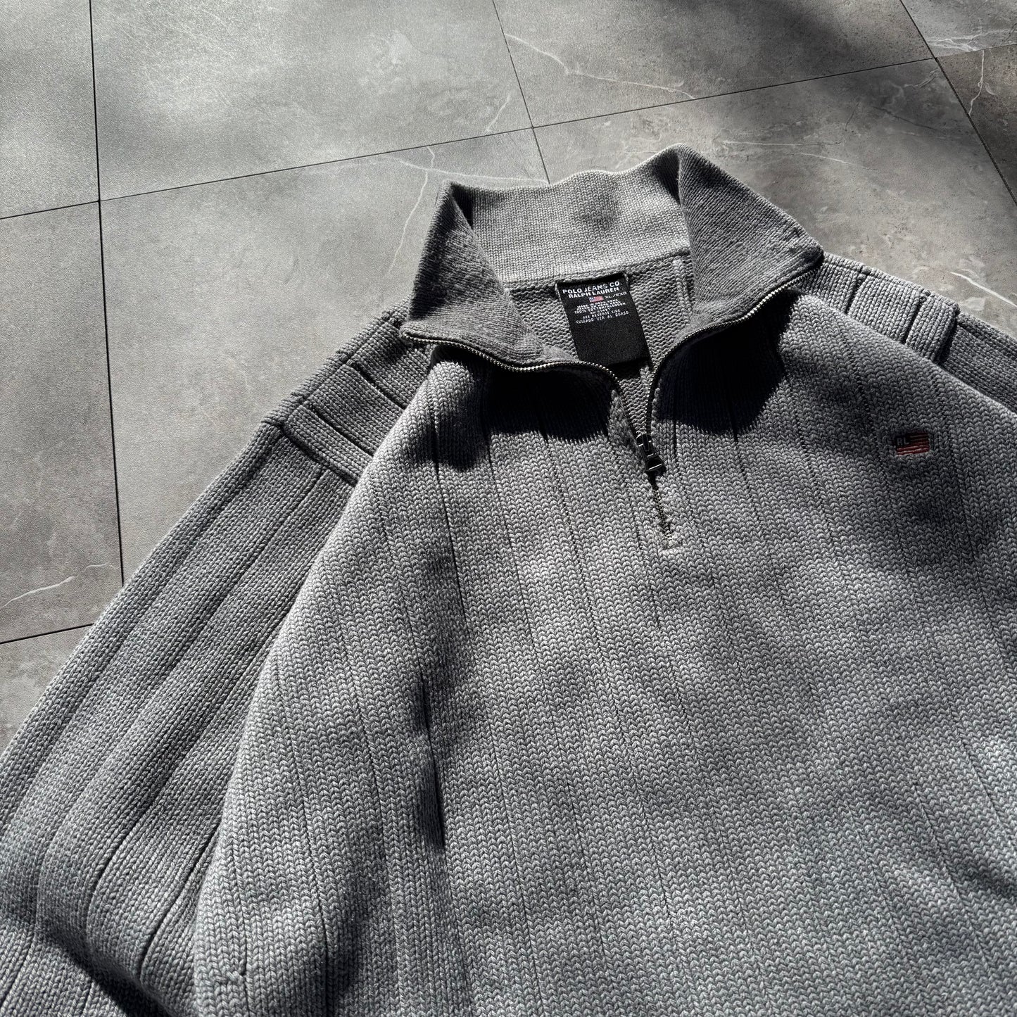 90s Ralph Lauren: Polo Jeans Company Gray Heavyweight Quarter Zip Knit