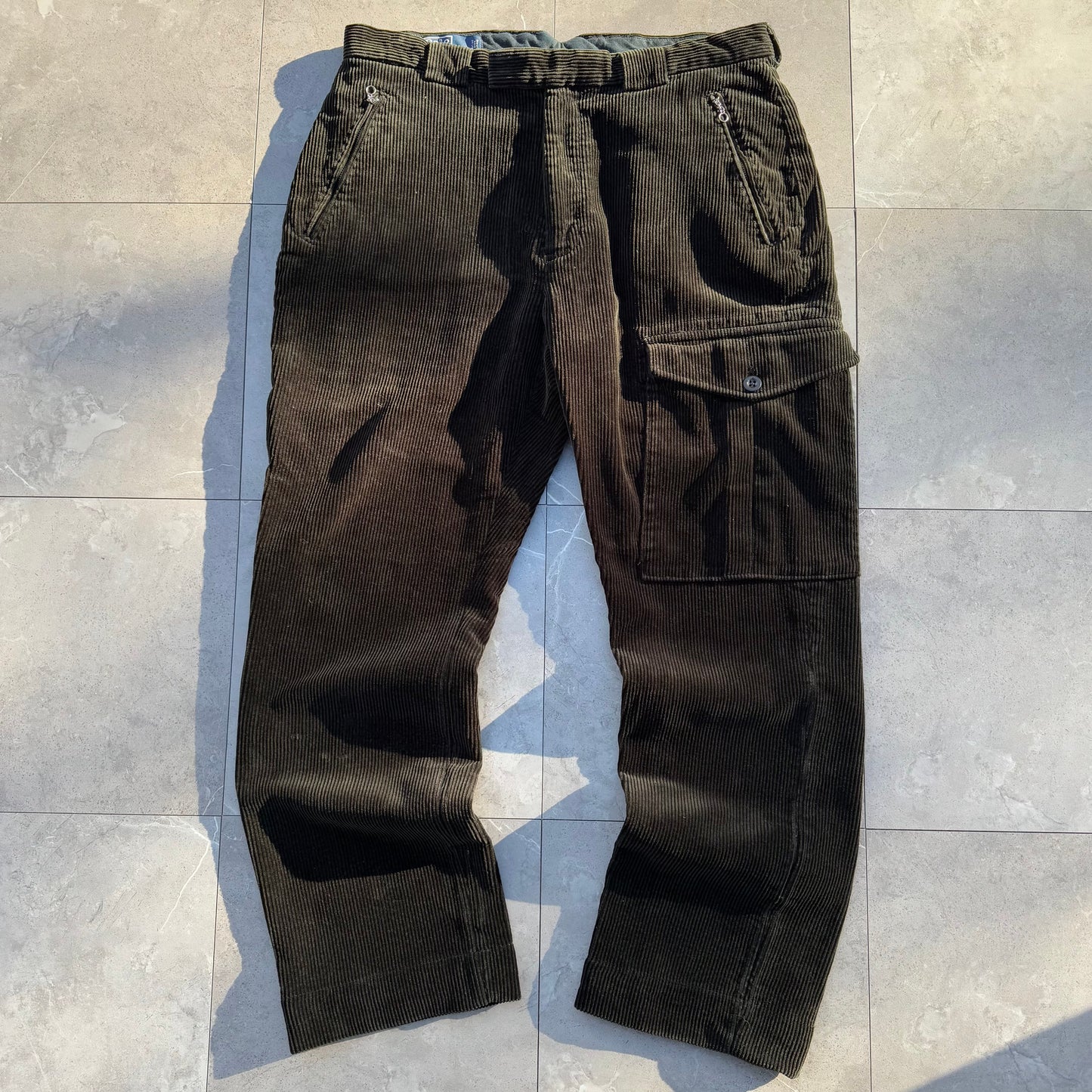 00s Polo by Ralph Lauren Black Corduroy Cargo Pants 33x34 KiiChain Clothing