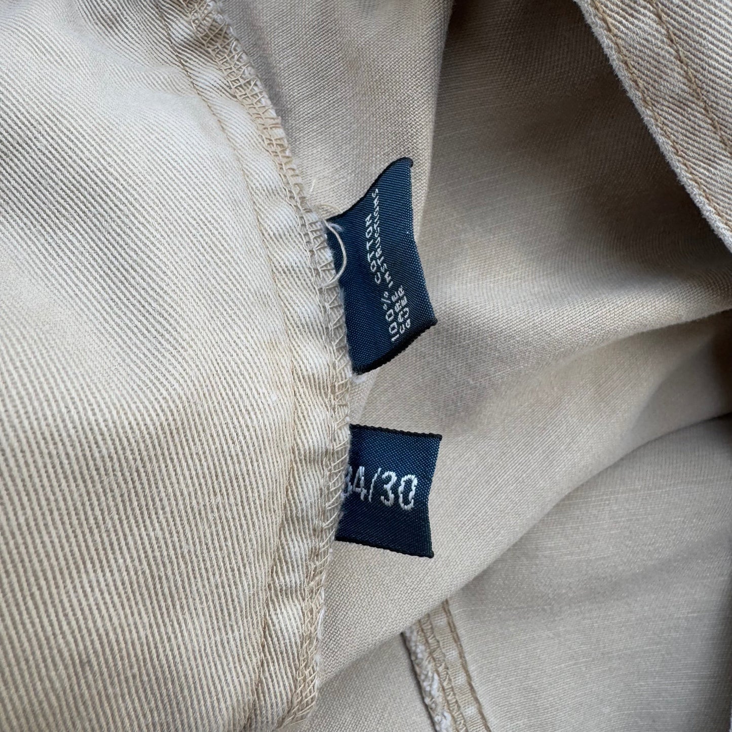 90s-00s Polo by Ralph Lauren Polo Chino Cream Cargo Pants 34x30 KiiChain Clothing