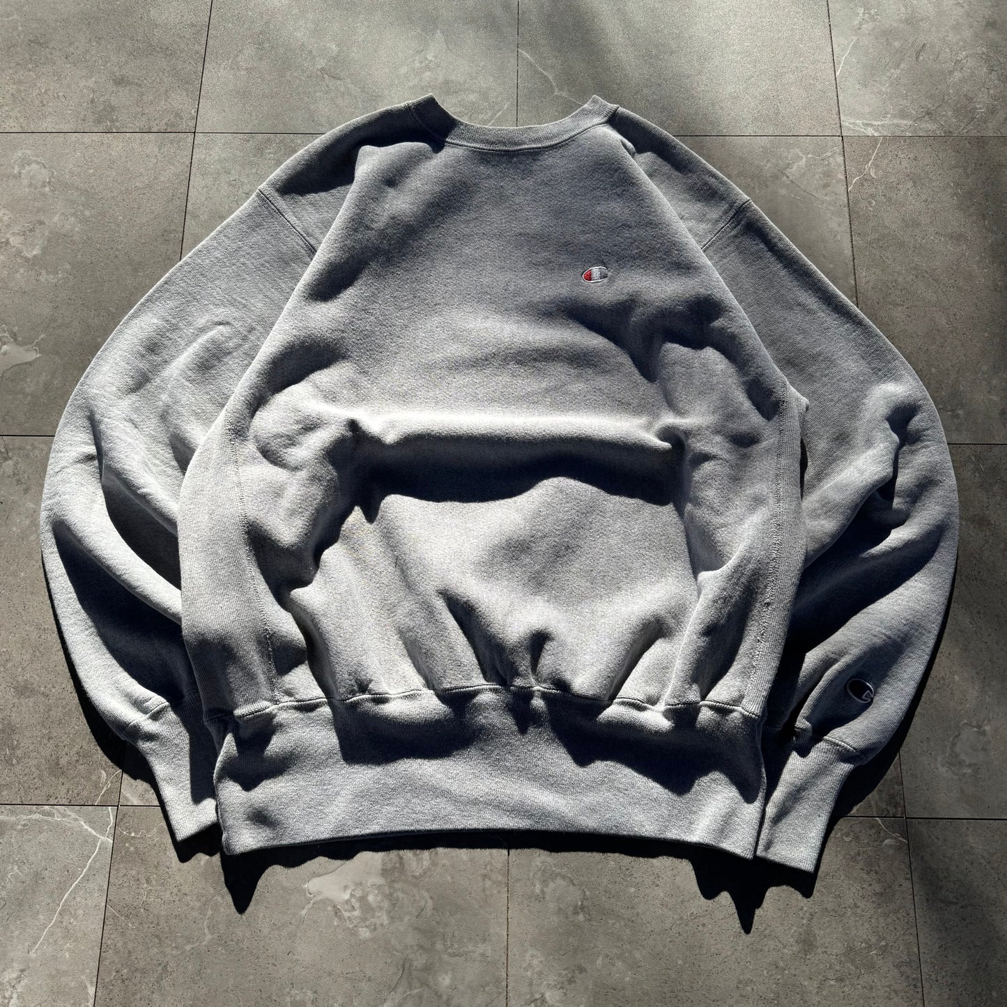 90s Champion Reverse Weave Gray White-Logo Sweatshirt KiiChain Clothing