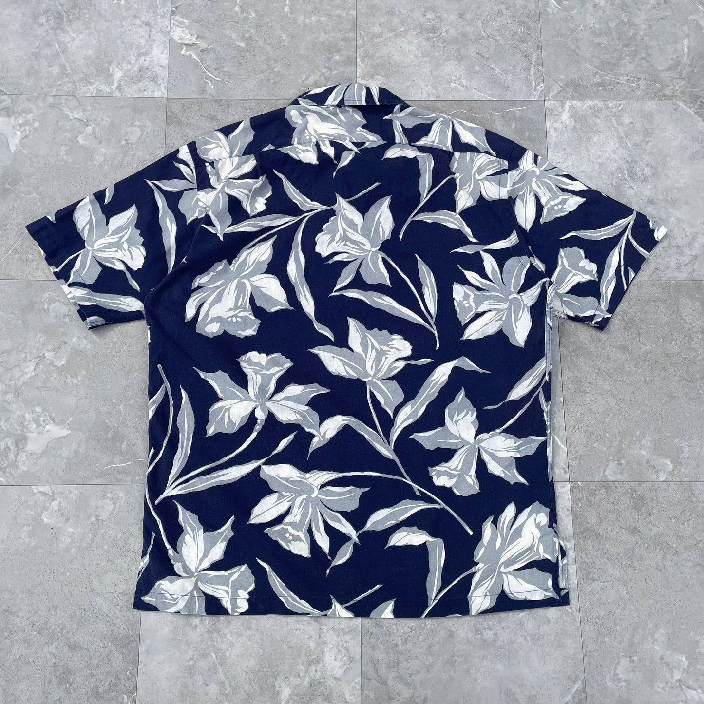 90s Ralph Lauren Clayton Navy Lilly Floral Hawaiian Shirt KiiChain Clothing