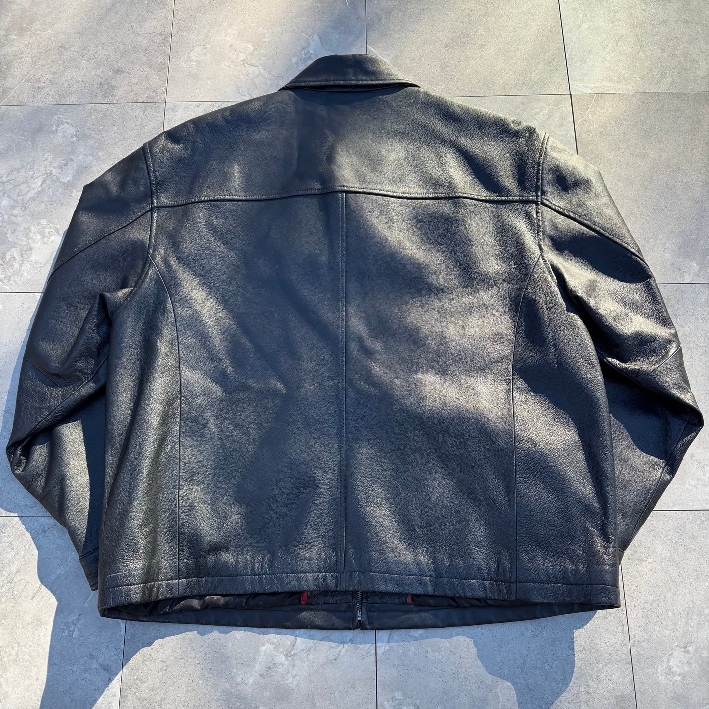 90s-00s St. John's Bay Black Leather Jacket KiiChain Clothing