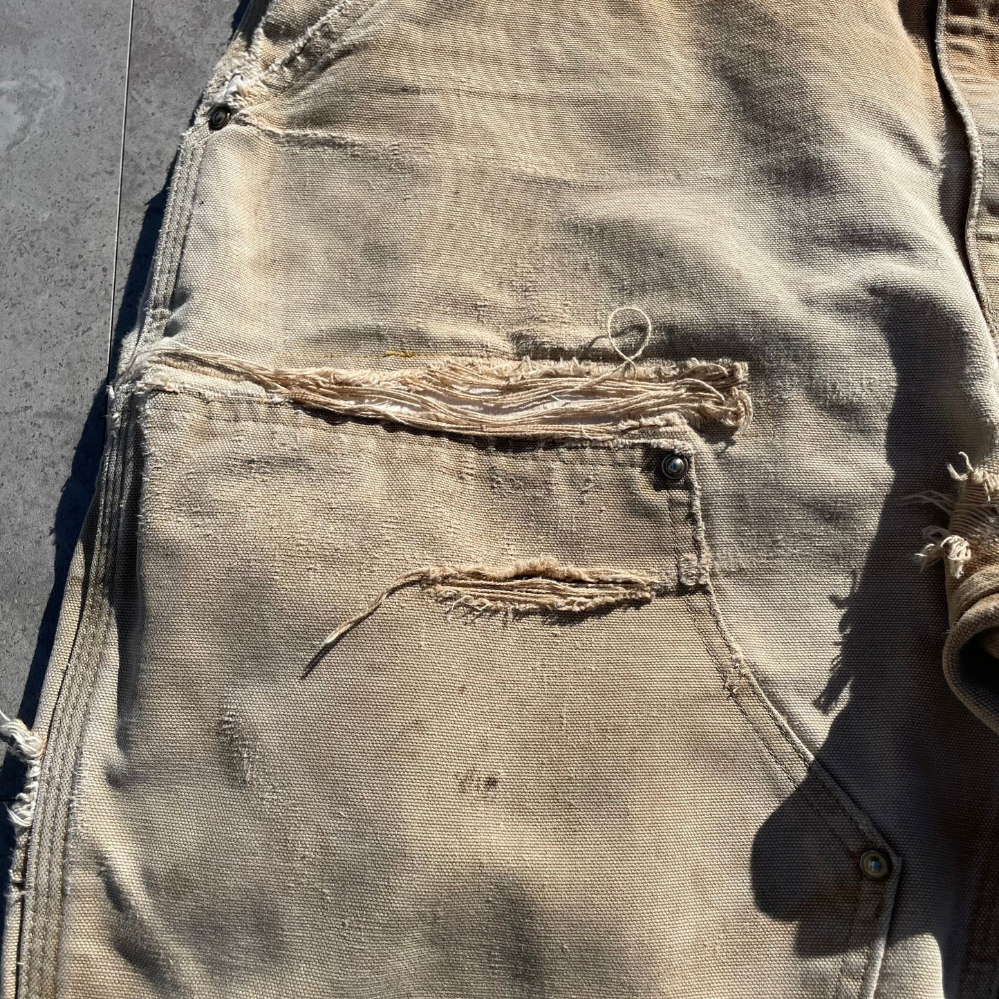 90s Carhartt Made in USA Beige Double Knee Work Pants 36x32 KiiChain Clothing