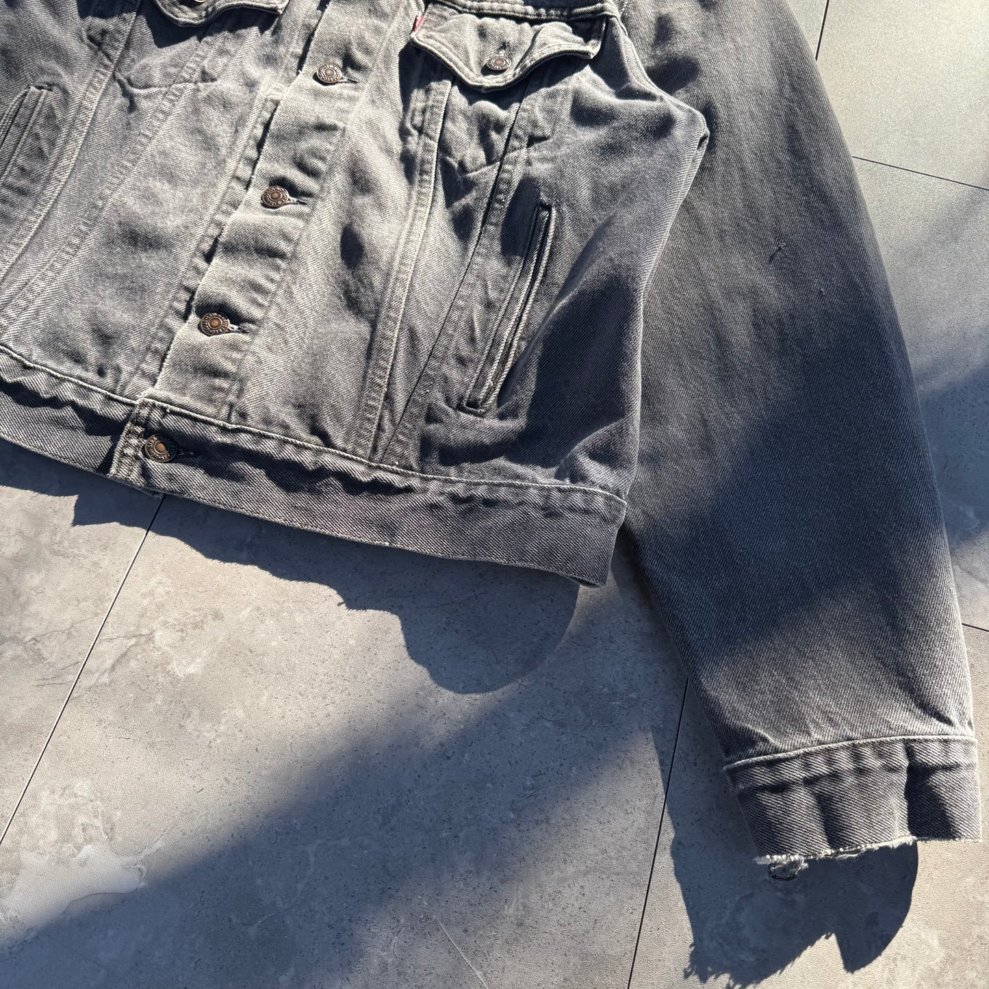 80s Levi's 70506 Made in USA Faded Black Denim Jacket