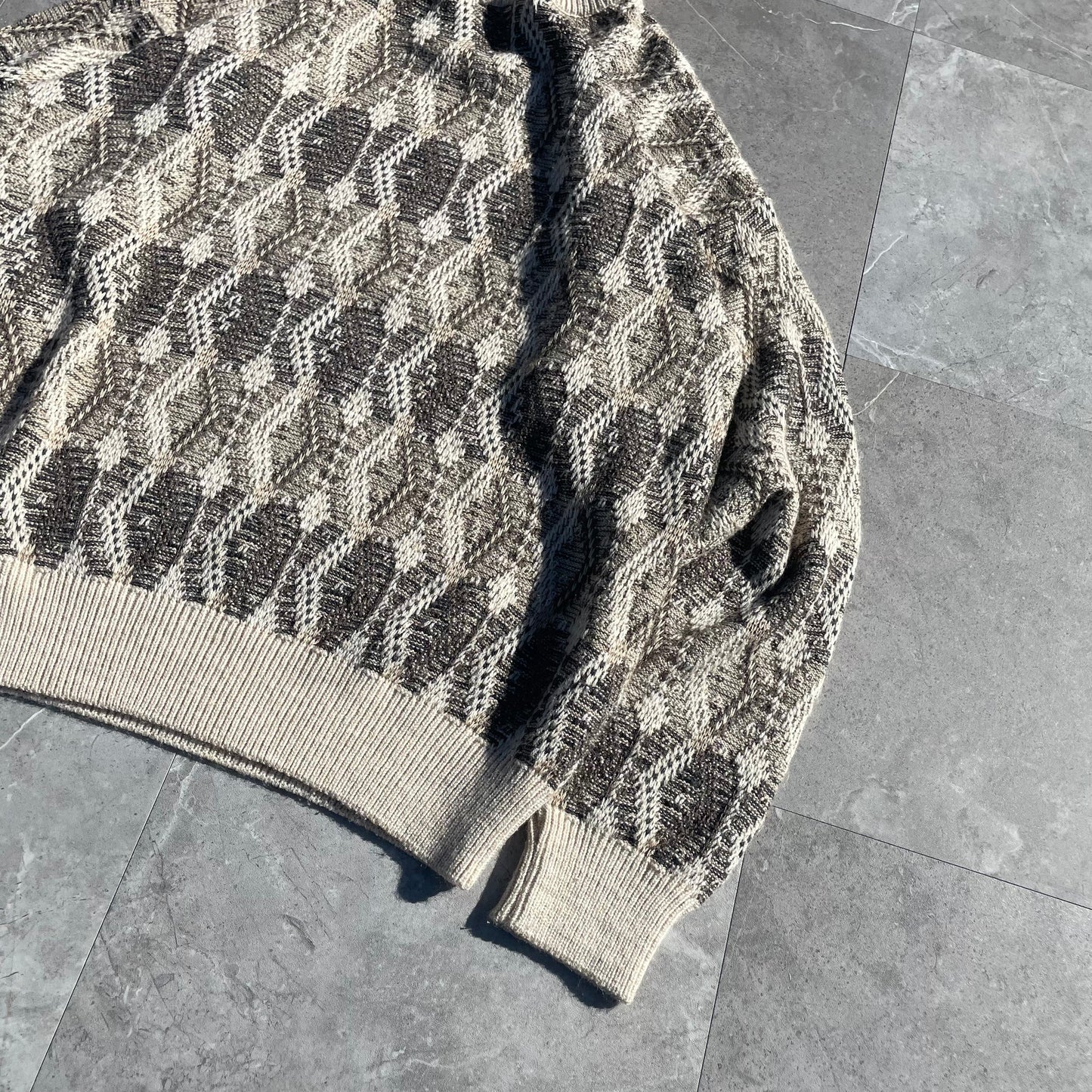 90s-00s Jantzen Acrylic Cream/Brown Design Knit KiiChain Clothing