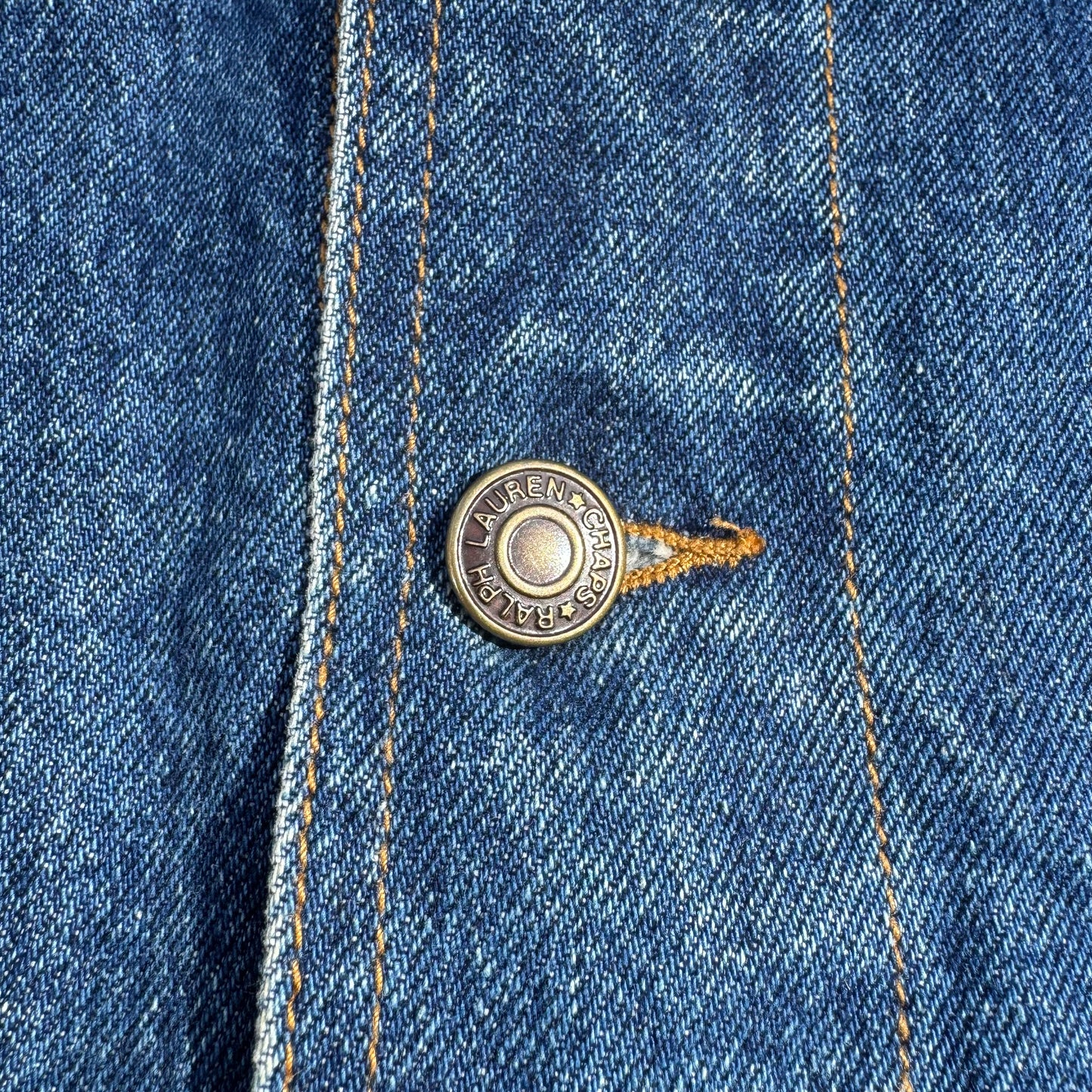 90s Chaps Ralph Lauren Leather Collar Flannel-Lined Denim Jacket