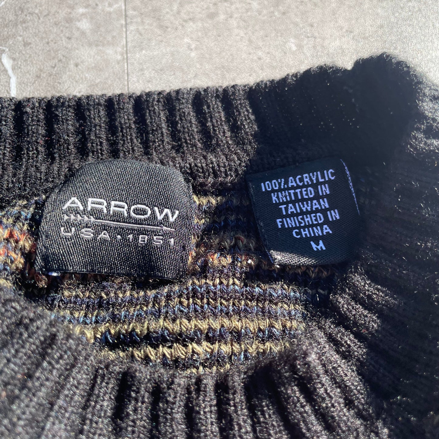 90s-00s Arrow Block Pattern Acrylic Design Knit KiiChain Clothing