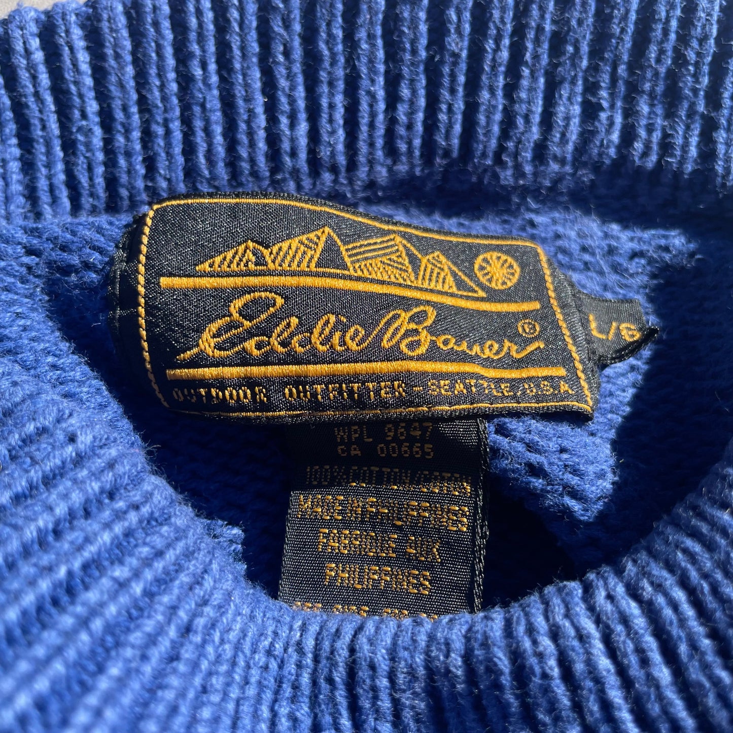 90s Eddie Bauer Heavyweight Blue Knit KiiChain Clothing