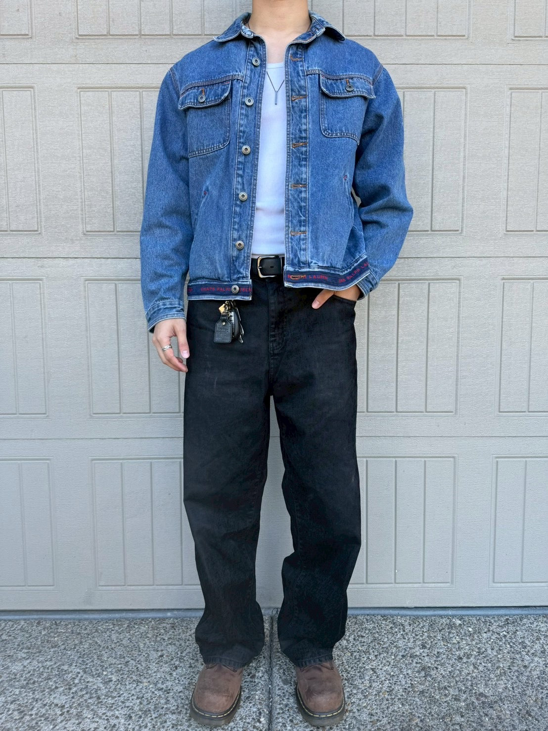 90s CHAPS Ralph Lauren Embroidered Logo Denim Jacket