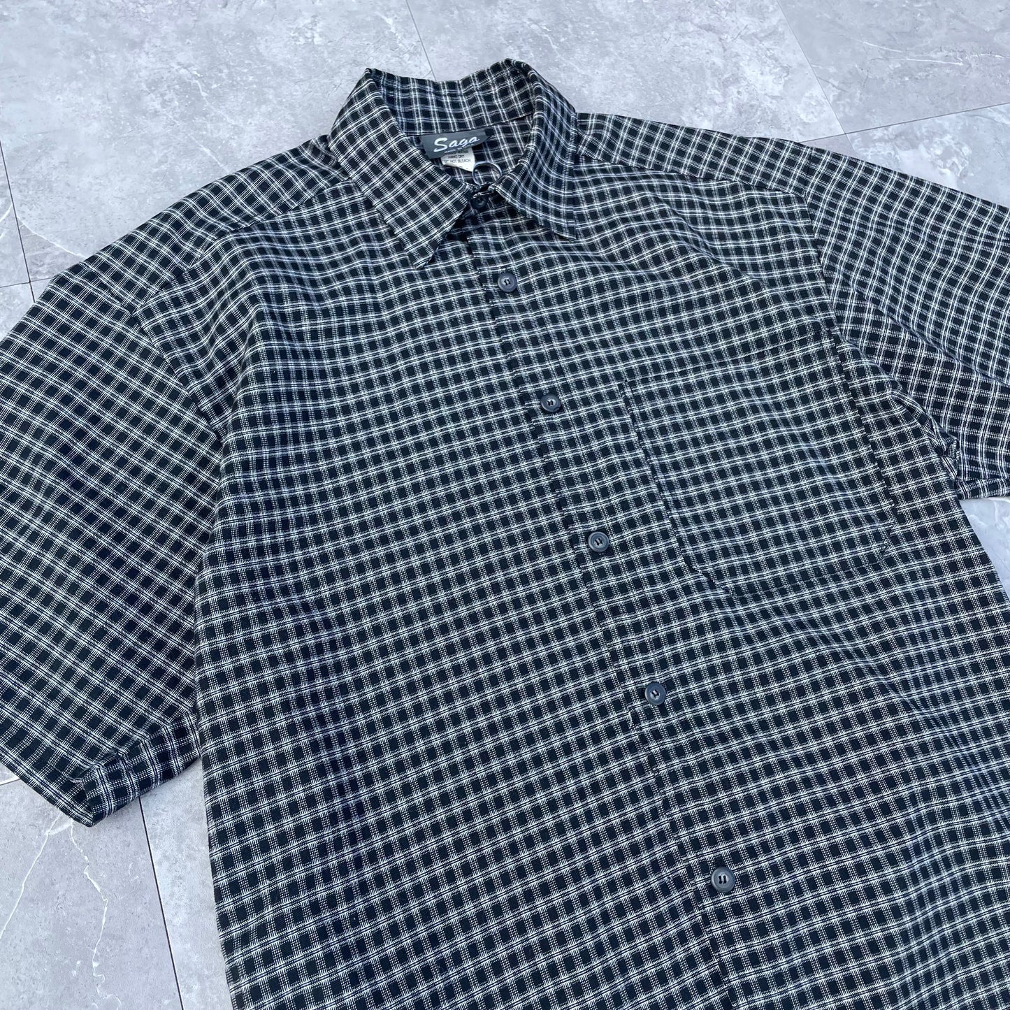 90s Saga Made in USA Checkered Short Sleeve Shirt KiiChain Clothing