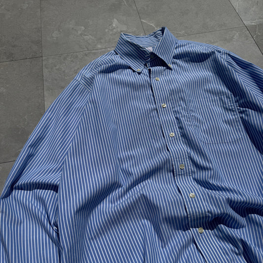 00s Brooks Brothers Non-Iron Blue Striped Button Down Shirt KiiChain Clothing