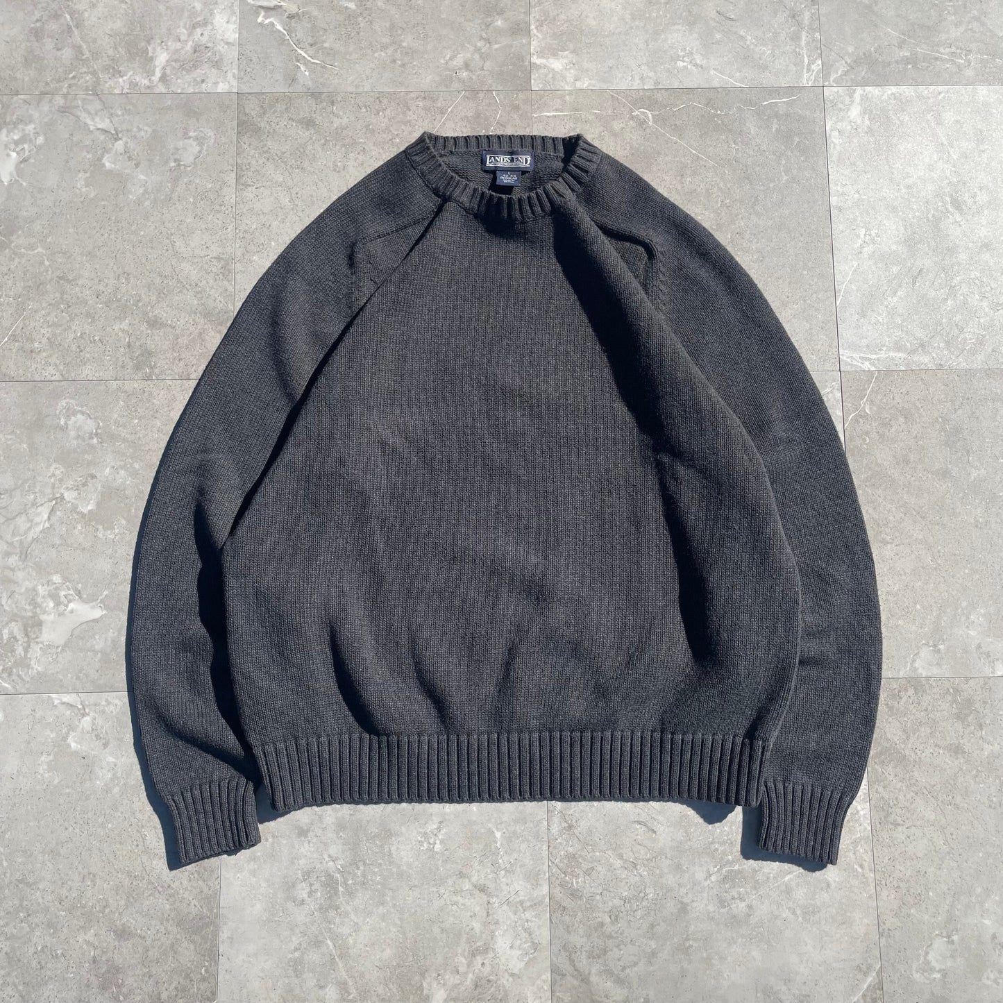 90s Lands' End Made in Japan Plain Dark Gray Knit KiiChain Clothing