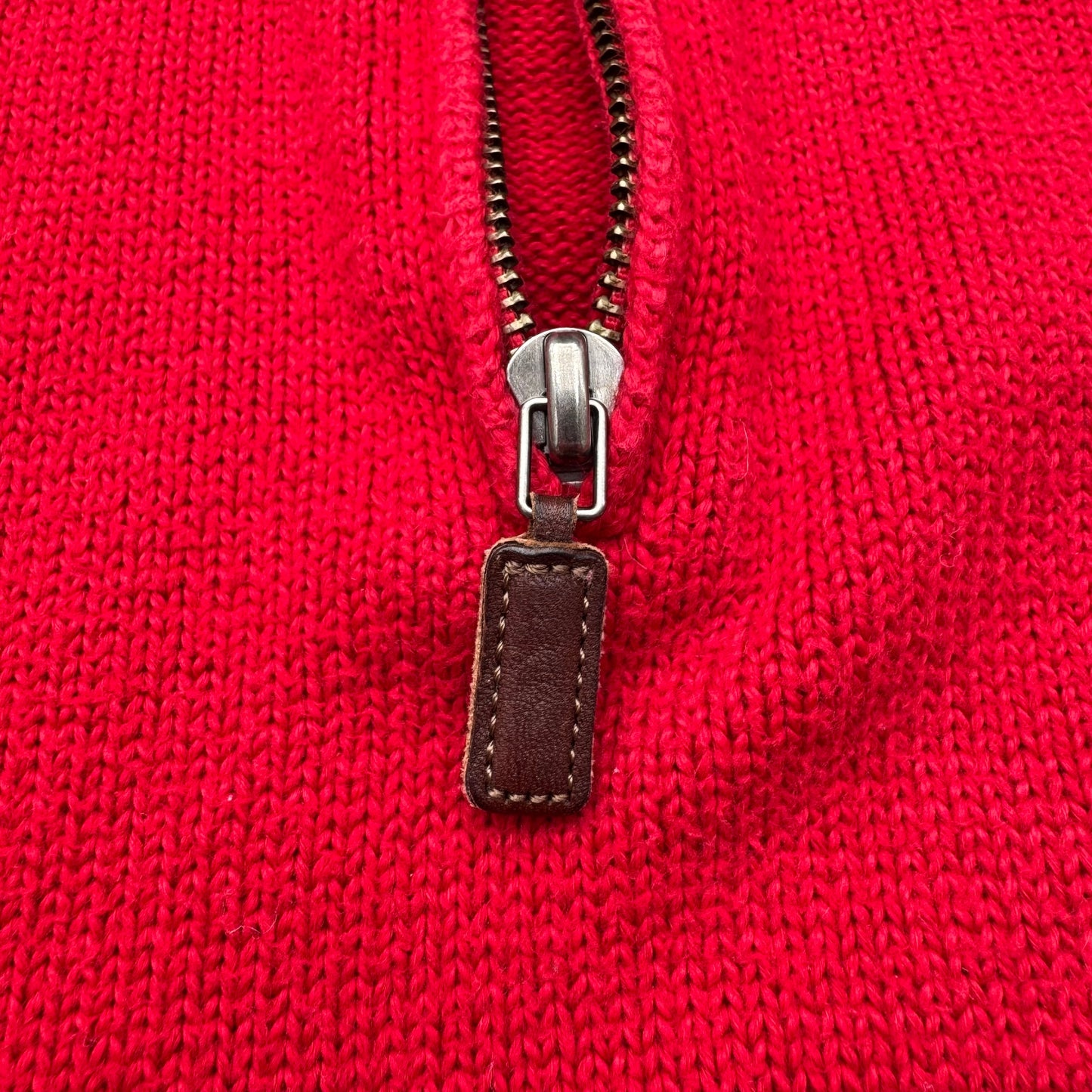 90s Polo by Ralph Lauren “Exclusive of Decoration” Red Quarter-Zip Sweater KiiChain Clothing